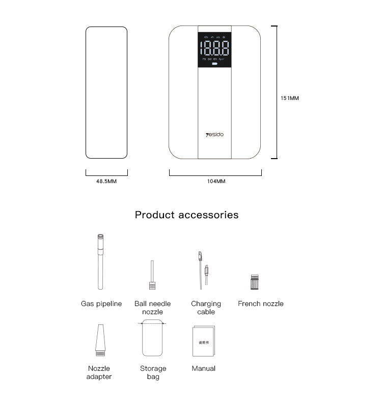 Yesido VC04 Wireless Air Pump