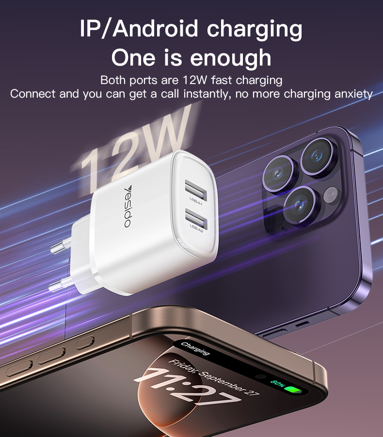 Yesido YC72 Dual-Port Travel Charger