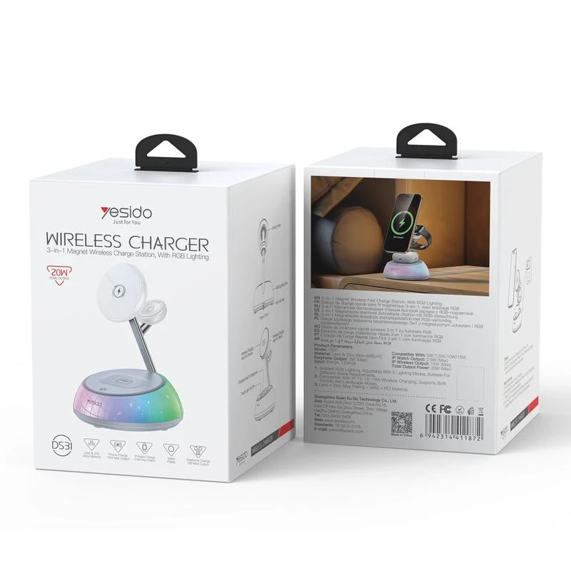 Yesido DS31 3-in-1 Magnetic Wireless Charging Station