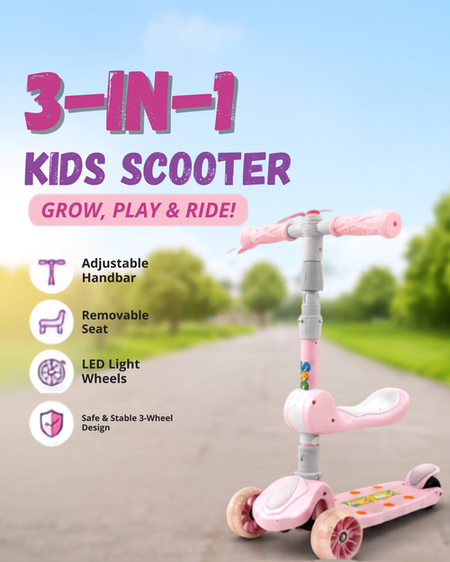 3-in-1 Kids Scooter with Adjustable Seat
