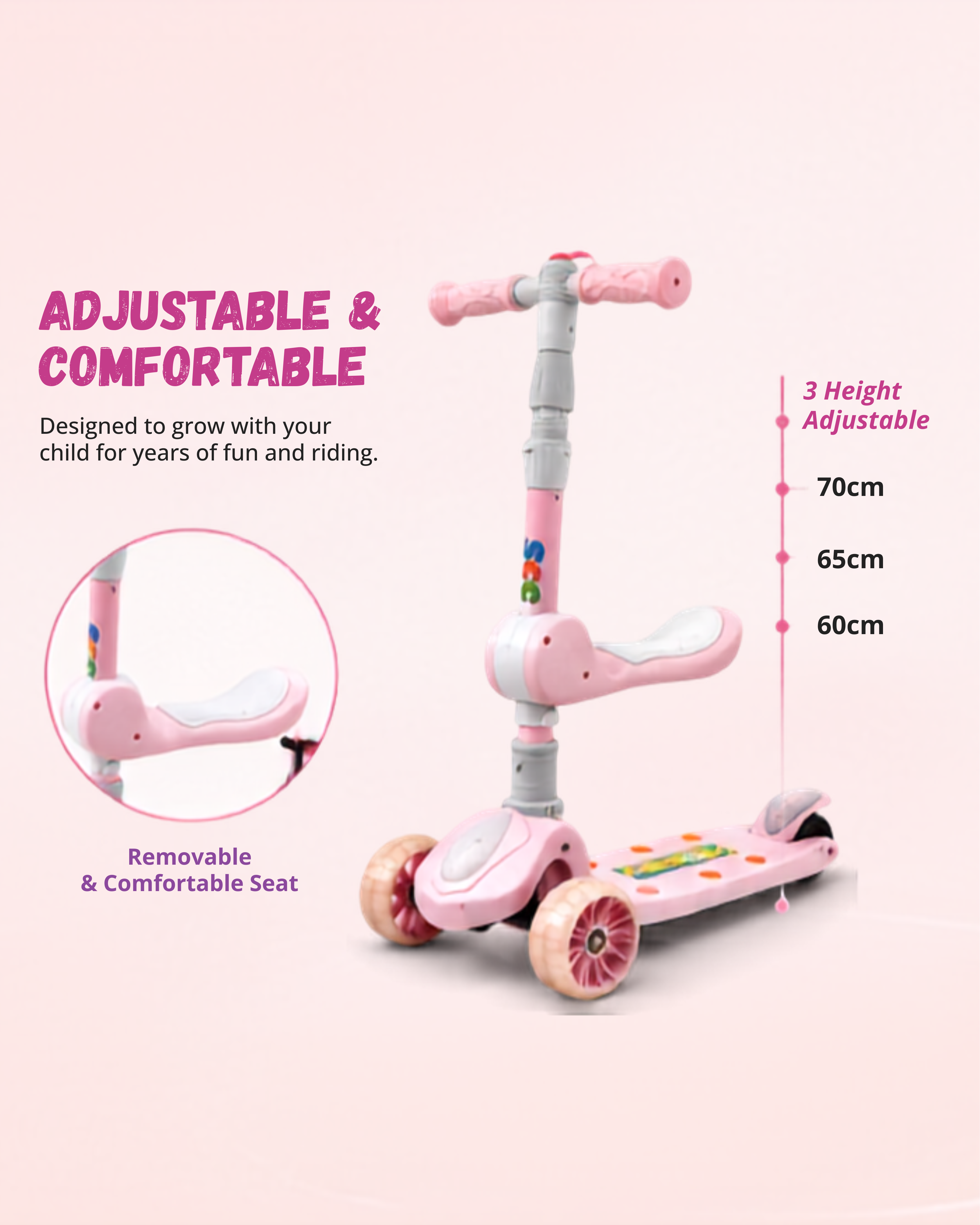 3-in-1 Kids Scooter with Adjustable Seat