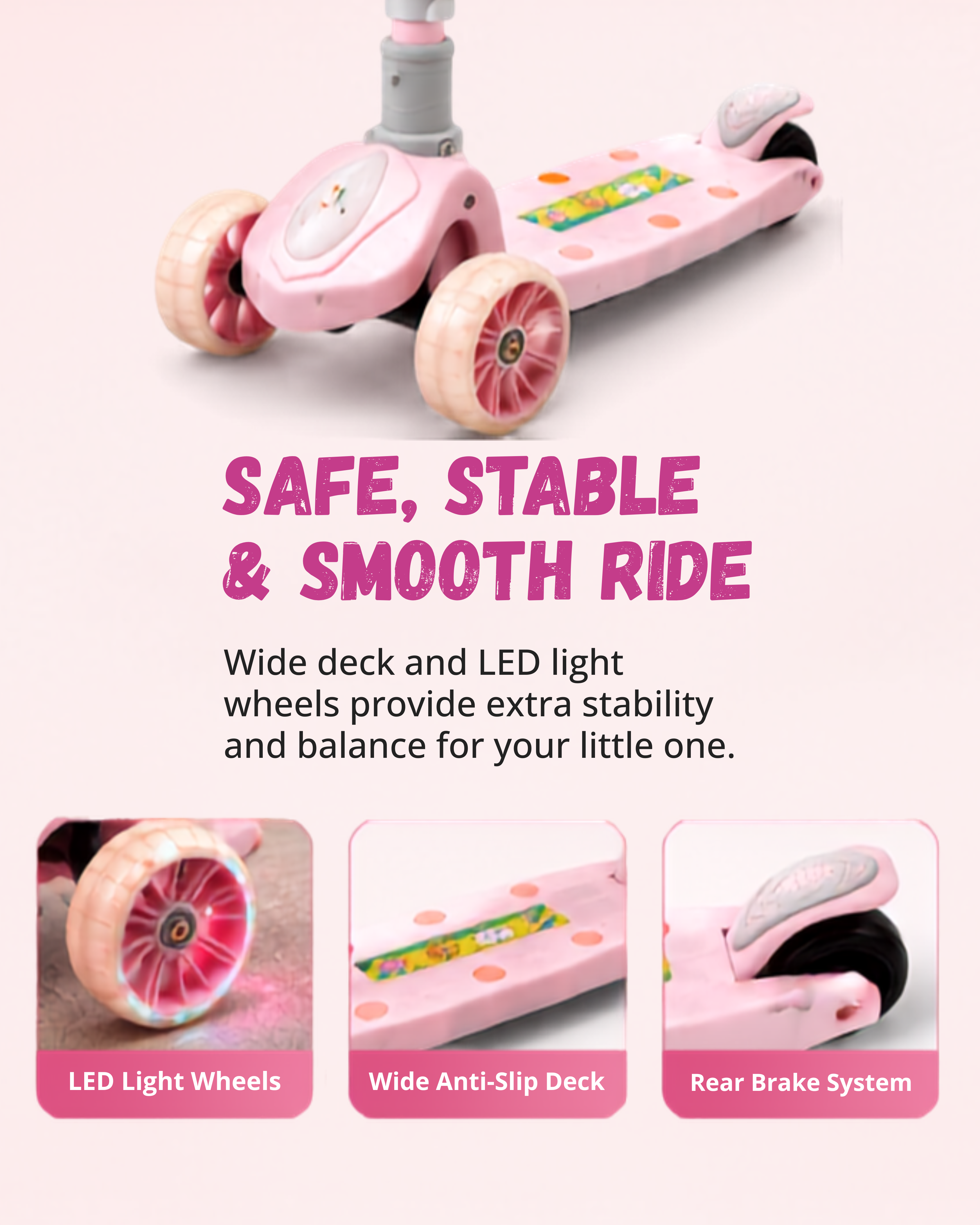 3-in-1 Kids Scooter with Adjustable Seat