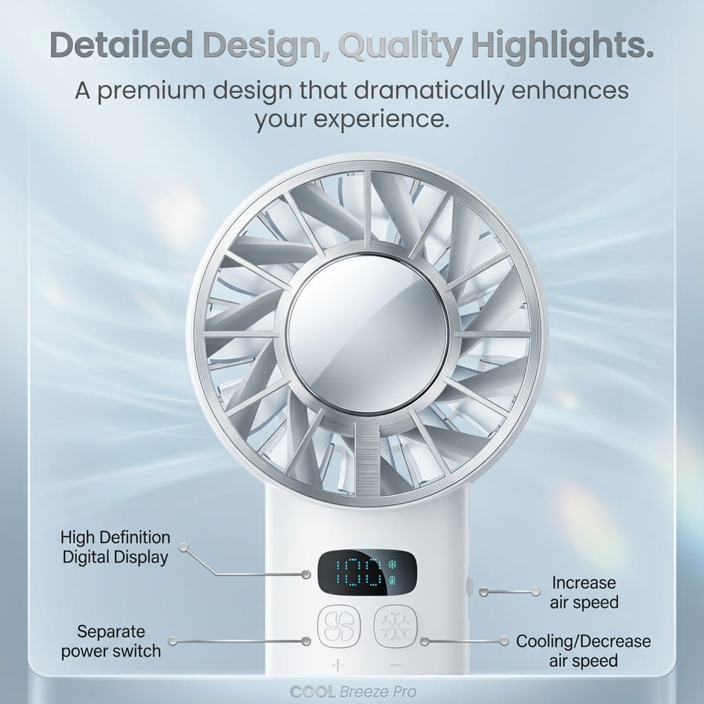 Portable Fan Yesido YF18 with Air Cooling 3600mAh White