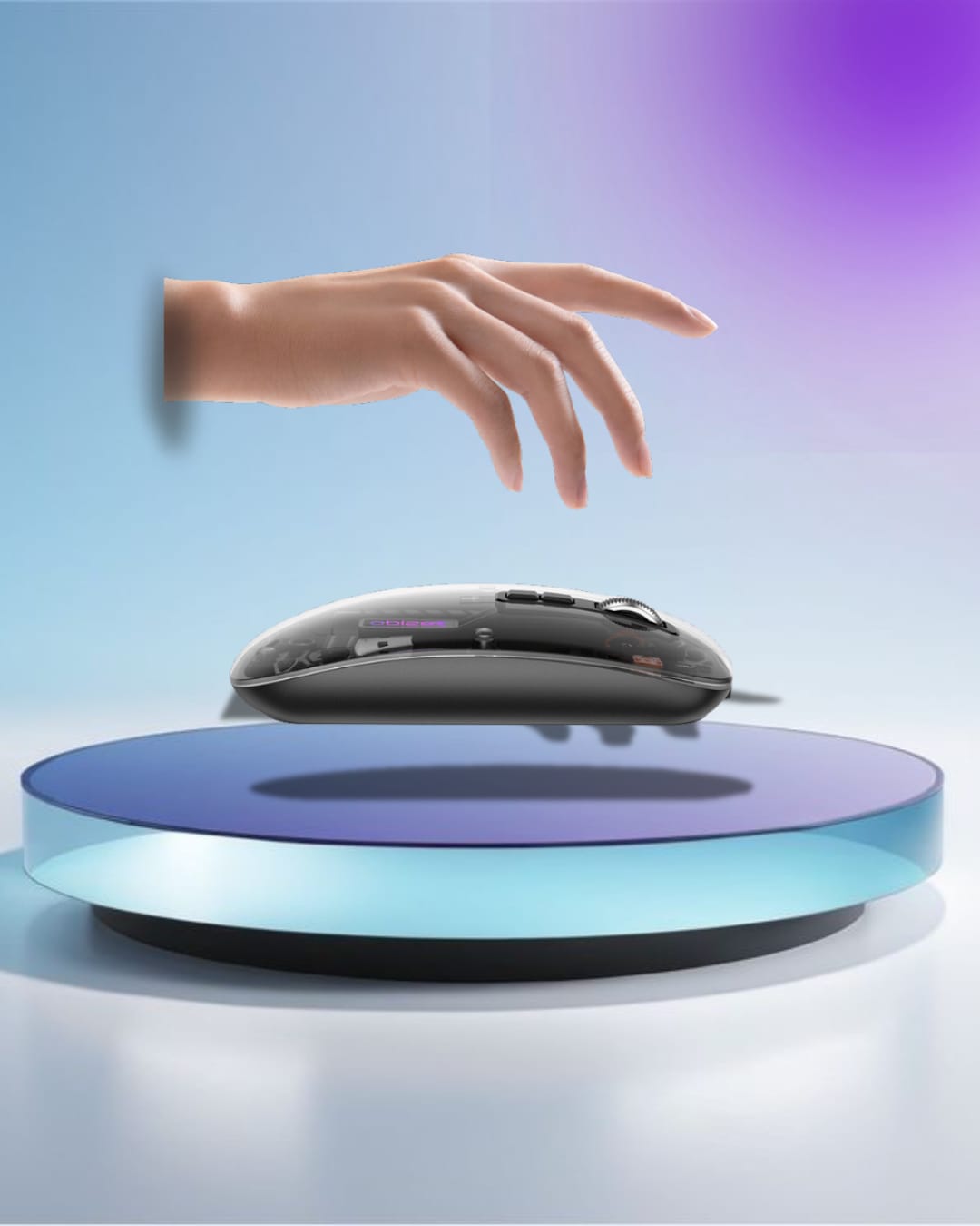 KB29 Mute Button Dual-mode Connection Ergonomic Design Crystal Transparent 2.4G+BT Wireless Mouse