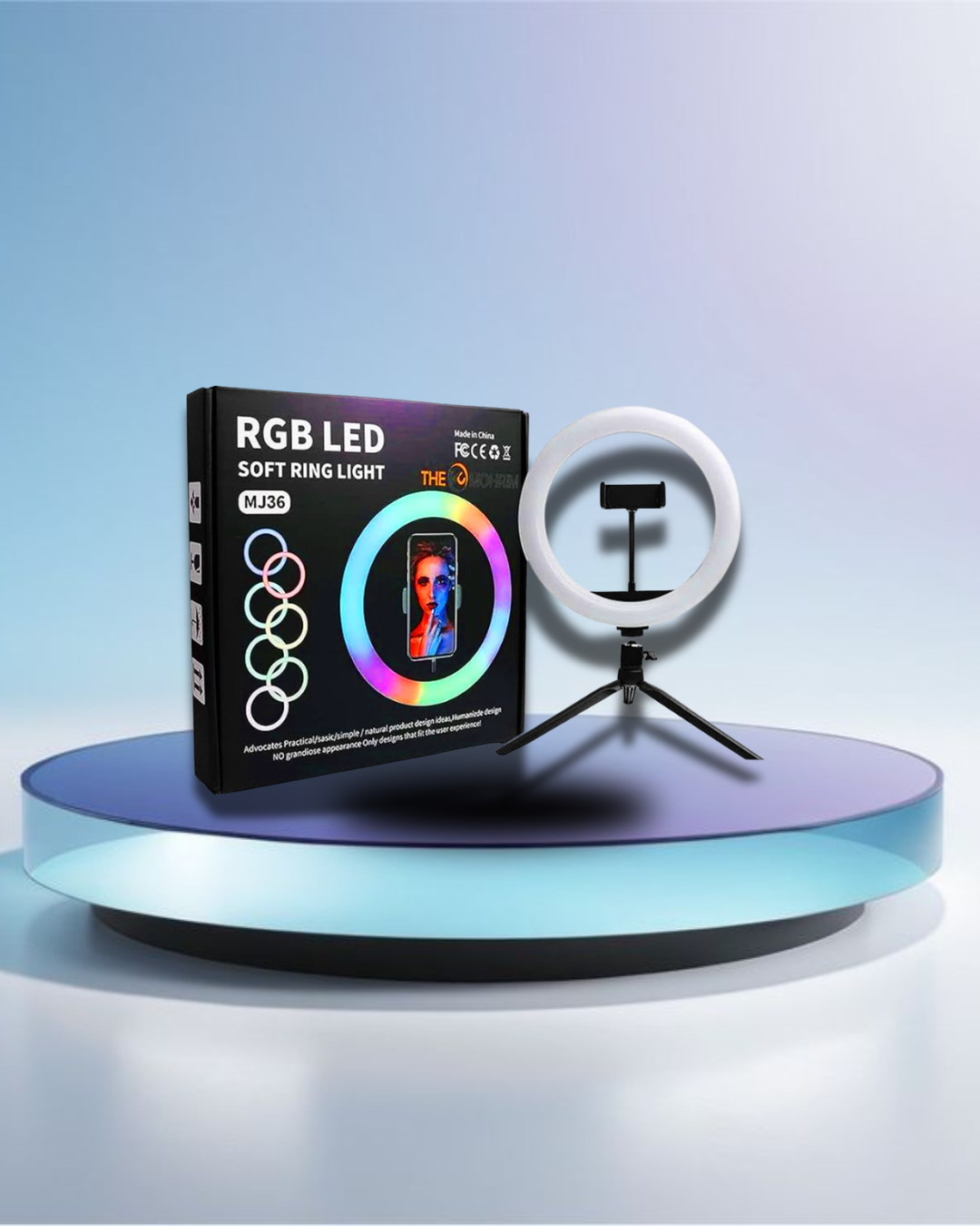 MJ36 RGB LED 16 Colour Led Ring Light With Phone Clip
