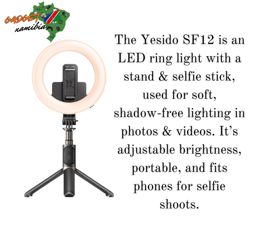 Yesido SF12 LED Ring Light Stand Selfie Stick