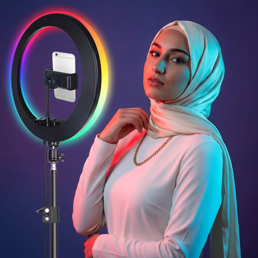 MJ33 RGB Ring Light With Stand And Phone Holder