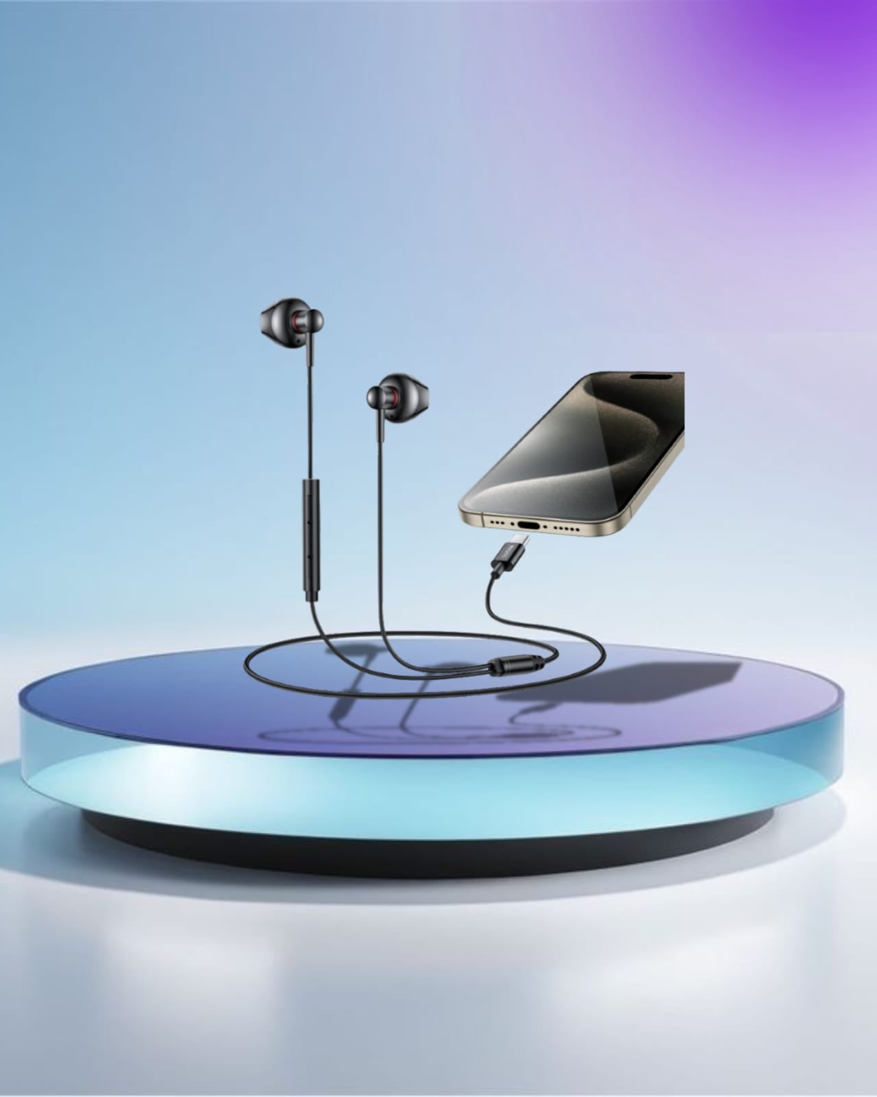 YH49 Aluminum Alloy In-ear Earphone With Remote Control Type-C Interface Wired Headphone