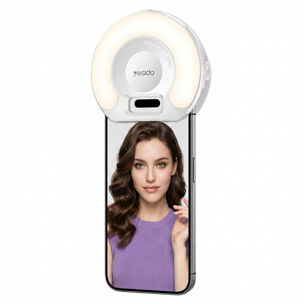 Yesido LED Selfie Light with Phone Clip (DH13), 400mAh, 6.8W, 3 Lights Mode