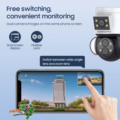 INQMEGA PRO 4K PTZ Outdoor Security Camera Dual Lens WiFi, 10x Hybrid Zoom, Night Vision, Car Tracking, 2-Way Audio