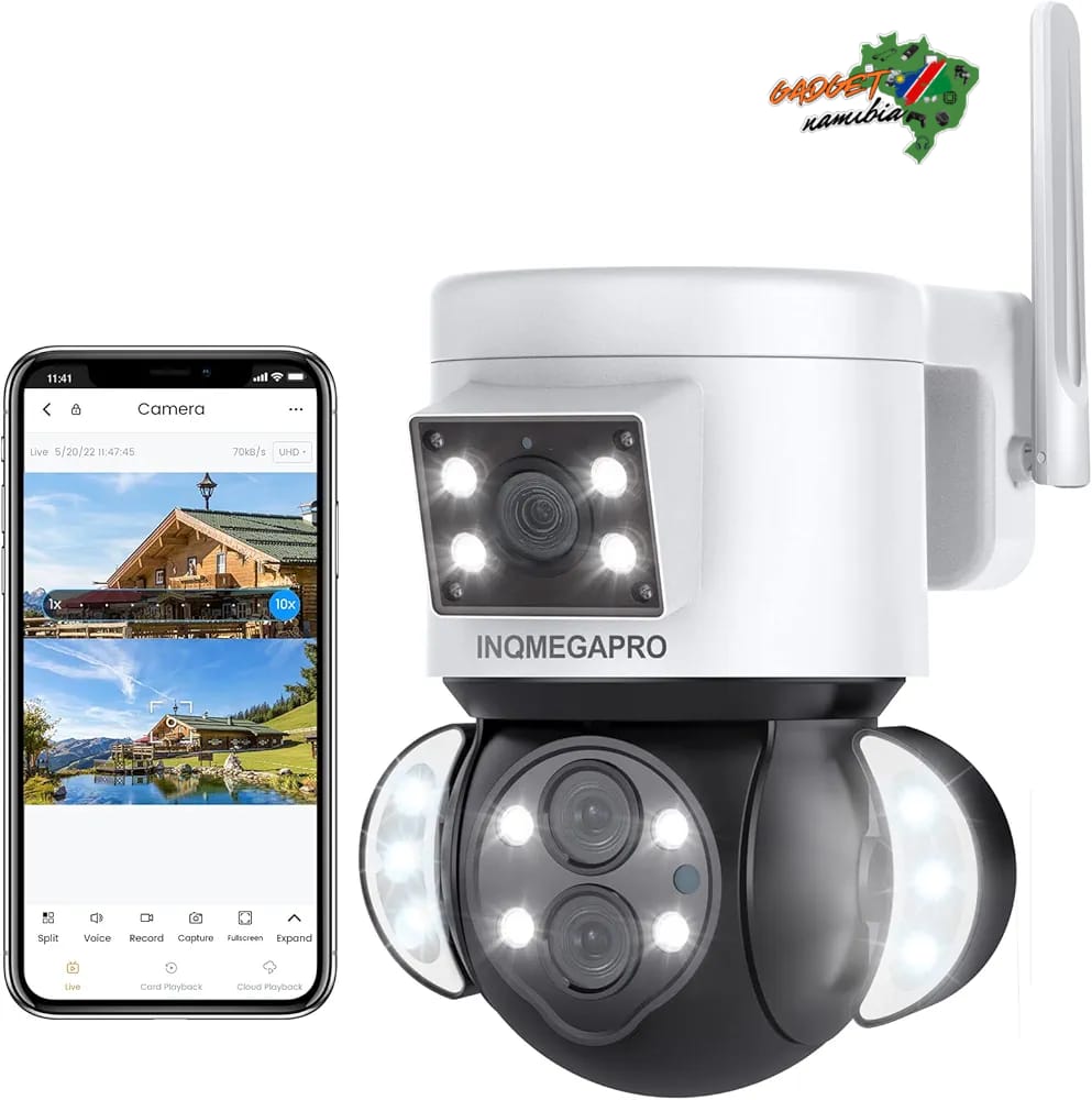 INQMEGA PRO 4K PTZ Outdoor Security Camera Dual Lens WiFi, 10x Hybrid Zoom, Night Vision, Car Tracking, 2-Way Audio