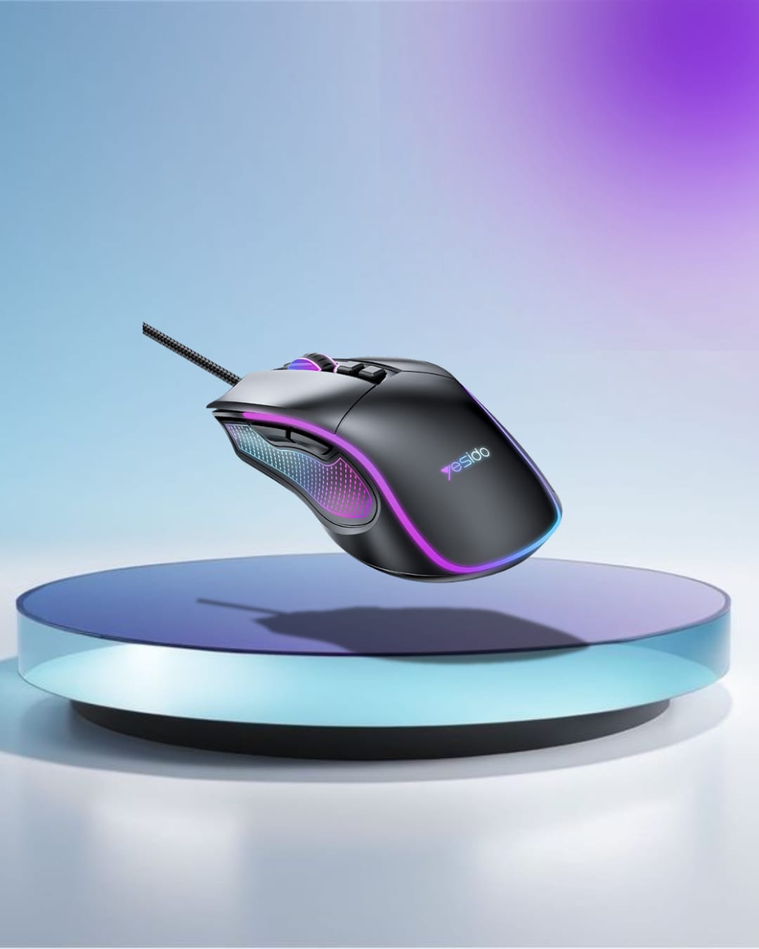 KB20 Max 7200DIP 110CM Length USB Wired Connection RGB Colorful Breathing Light Gaming Mouse