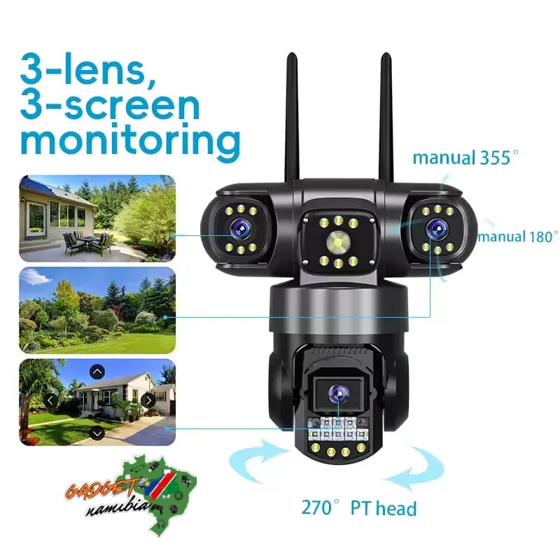 V380 Pro Wireless SC28-W Smart PTZ WiFi Camera, 6MP, 3-Lens Design, Two-Way Communication