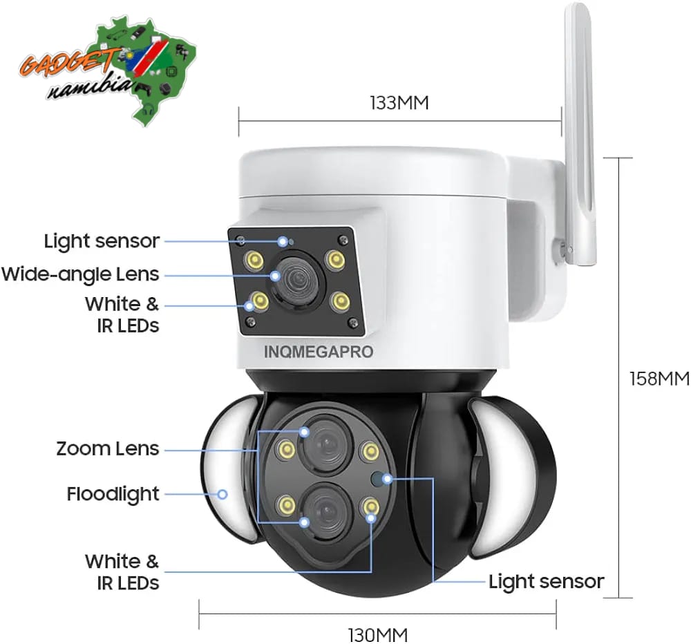 INQMEGA PRO 4K PTZ Outdoor Security Camera Dual Lens WiFi, 10x Hybrid Zoom, Night Vision, Car Tracking, 2-Way Audio